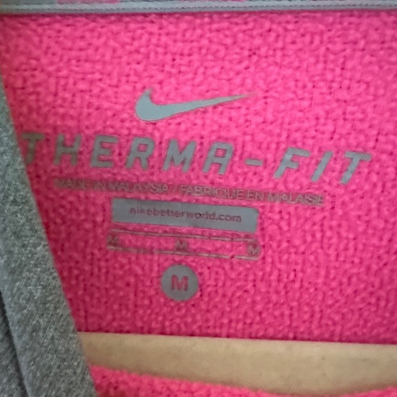 Nike Pink & Gray Hooded Active Sweatshirt with Neon Swoosh - Picture 4 of 5